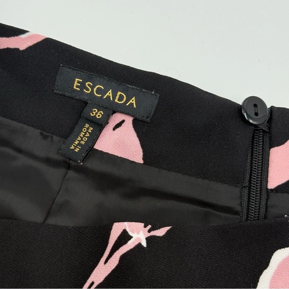 Escada Women’s Forever Romantic Floral Black Pink A Line Full Skirt 36 / 6 US - Picture 3 of 10